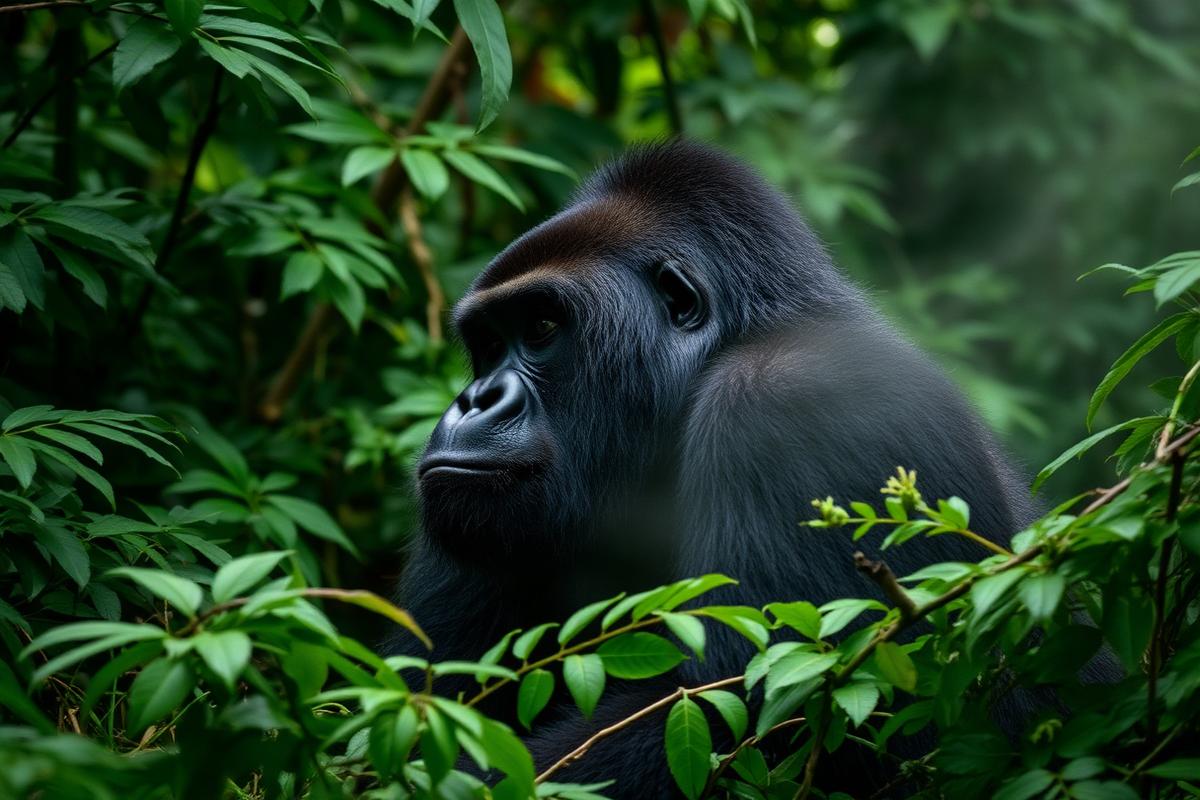 Mountain gorilla in Bwindi Impenetrable Forest, Uganda — UNESCO World Heritage Site