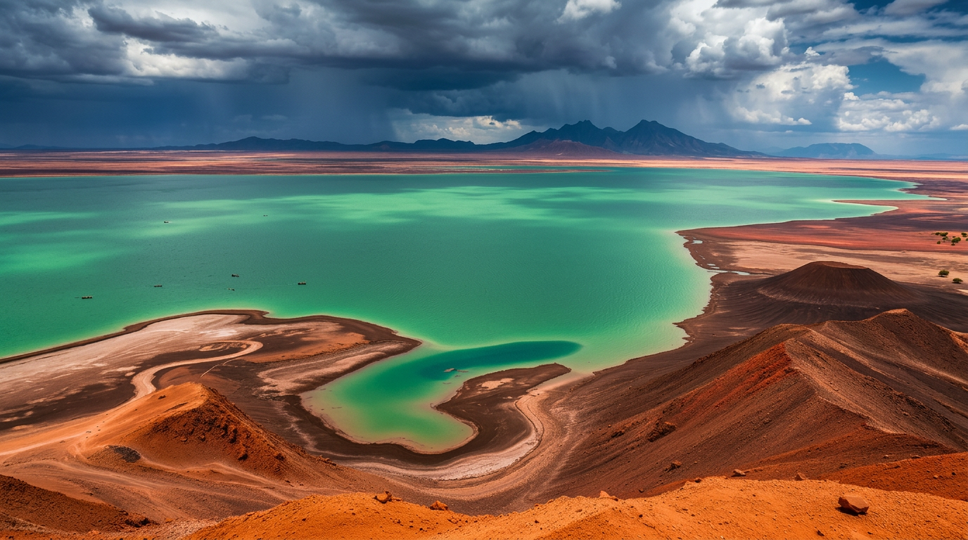 Lake Turkana's jade waters, linked to UNESCO World Heritage fossil sites in Kenya and Ethiopia
